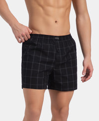 Super Combed Mercerized Cotton Woven Checkered Inner Boxers with Ultrasoft and Durable Inner Waistband - Navy & Pewter (Pack of 2)