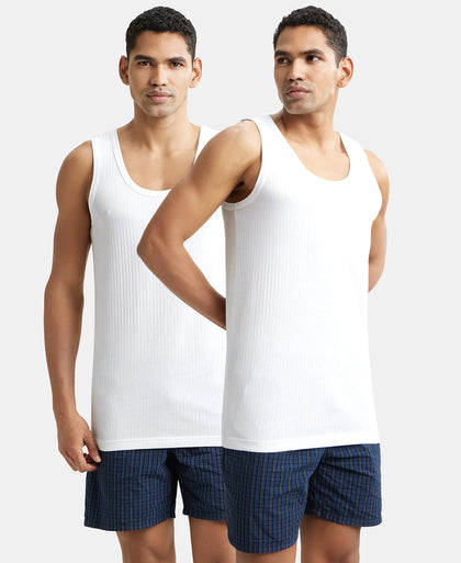 Super Combed Cotton Round Neck Sleeveless Vest - White (Pack of 2)