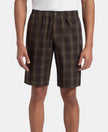 Super Combed Mercerized Cotton Woven Fabric Regular Fit Checkered Bermuda with Side Pockets - Olive Black