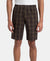 Super Combed Mercerized Cotton Woven Fabric Regular Fit Checkered Bermuda with Side Pockets - Olive Black