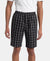 Super Combed Mercerized Cotton Woven Fabric Regular Fit Checkered Bermuda with Side Pockets - Black & White