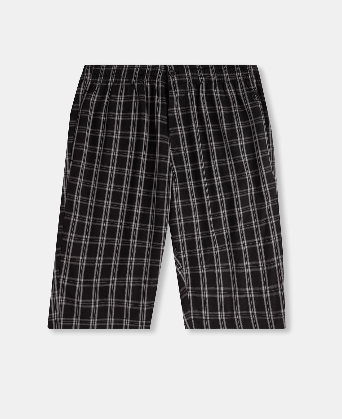 Super Combed Mercerized Cotton Woven Fabric Regular Fit Checkered Bermuda with Side Pockets - Black & White
