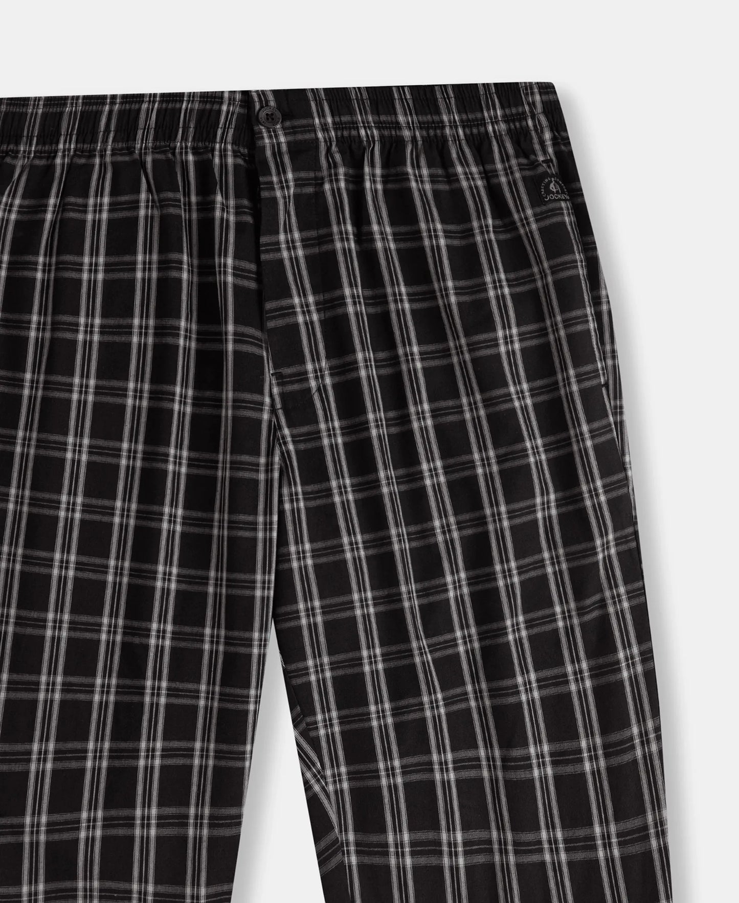Super Combed Mercerized Cotton Woven Fabric Regular Fit Checkered Bermuda with Side Pockets - Black & White