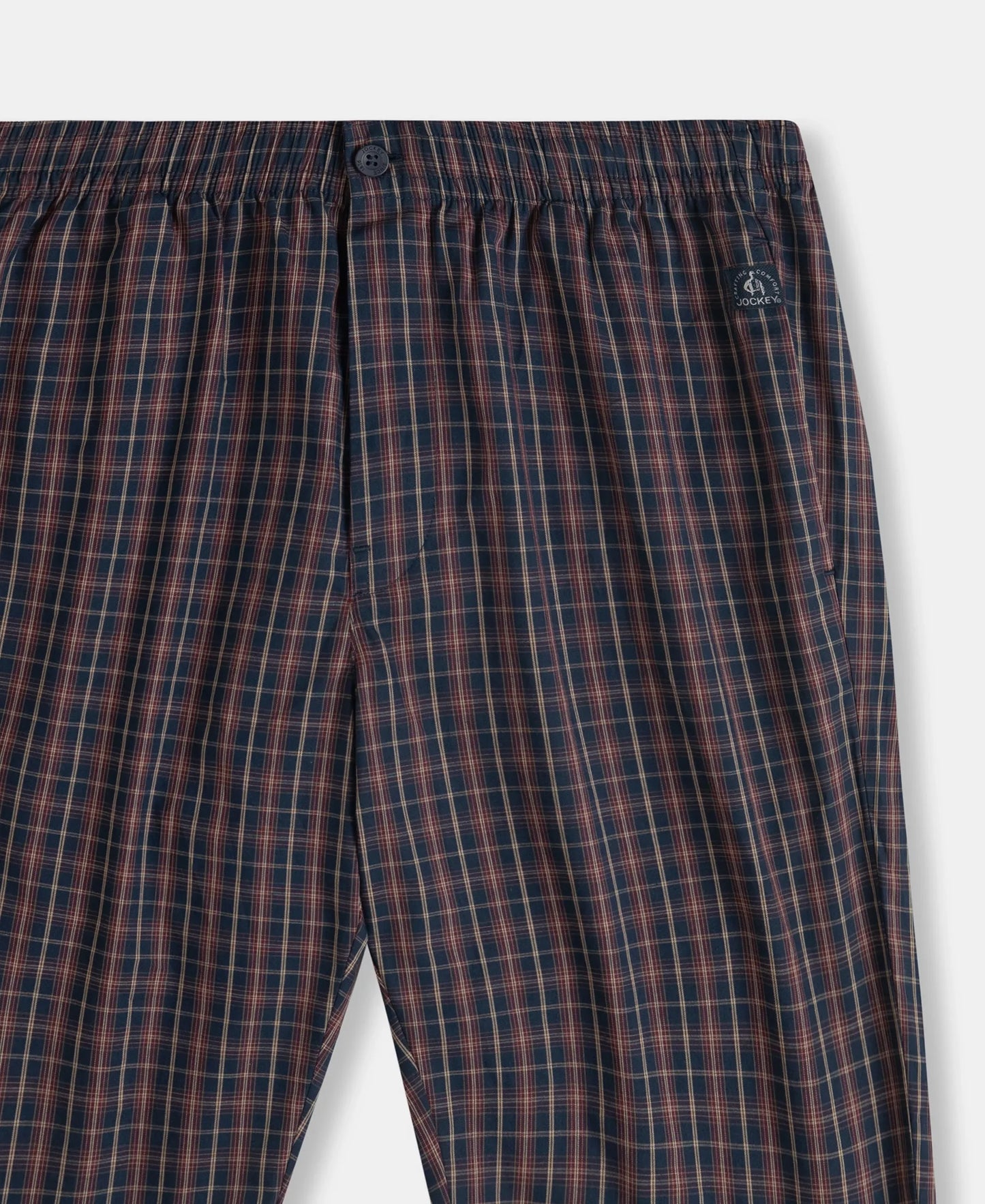 Super Combed Mercerized Cotton Woven Fabric Regular Fit Checkered Bermuda with Side Pockets - Navy & Maroon