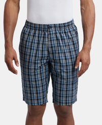 Super Combed Mercerized Cotton Woven Fabric Regular Fit Printed Bermuda with Side Pockets - Navy1