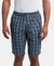 Super Combed Mercerized Cotton Woven Fabric Regular Fit Printed Bermuda with Side Pockets - Navy1