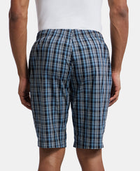 Super Combed Mercerized Cotton Woven Fabric Regular Fit Printed Bermuda with Side Pockets - Navy1