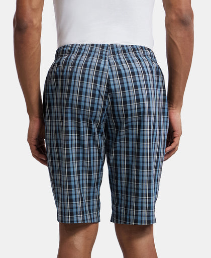 Super Combed Mercerized Cotton Woven Fabric Regular Fit Printed Bermuda with Side Pockets - Navy1