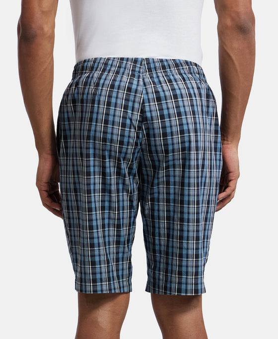 Super Combed Mercerized Cotton Woven Fabric Regular Fit Printed Bermuda with Side Pockets - Navy1