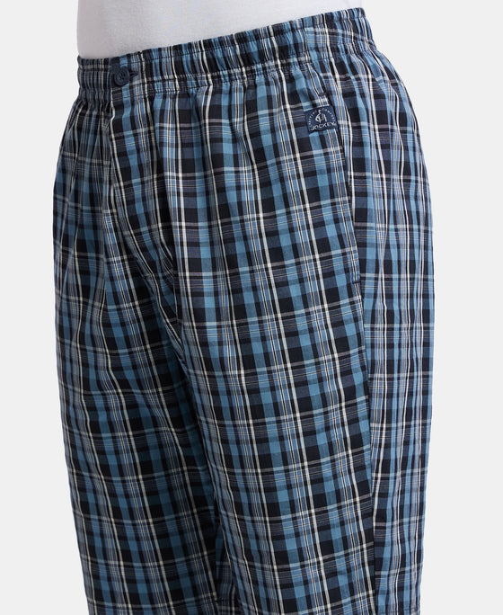 Super Combed Mercerized Cotton Woven Fabric Regular Fit Printed Bermuda with Side Pockets - Navy1