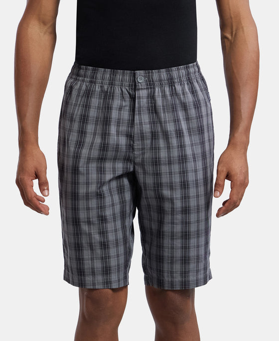 Super Combed Mercerized Cotton Woven Fabric Regular Fit Printed Bermuda with Side Pockets - Quiet Shade