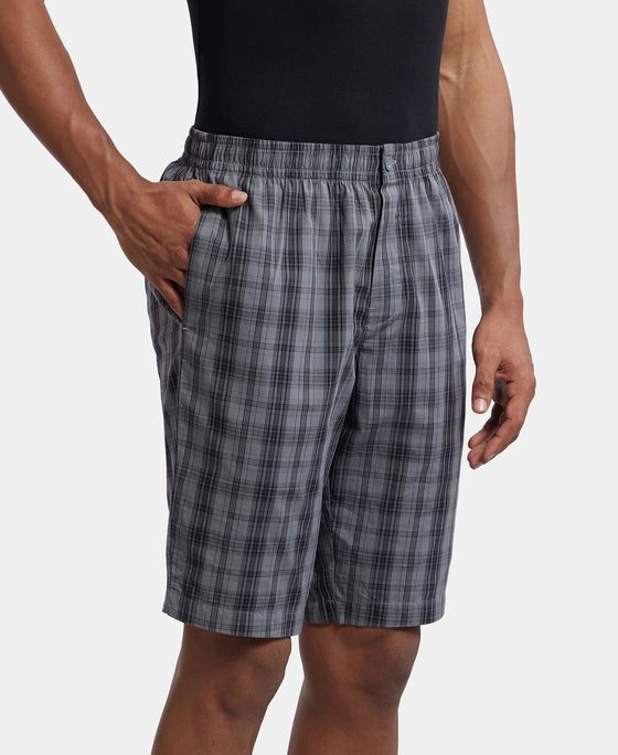 Super Combed Mercerized Cotton Woven Fabric Regular Fit Printed Bermuda with Side Pockets - Quiet Shade