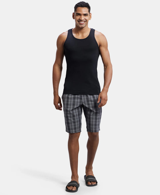 Super Combed Mercerized Cotton Woven Fabric Regular Fit Printed Bermuda with Side Pockets - Quiet Shade