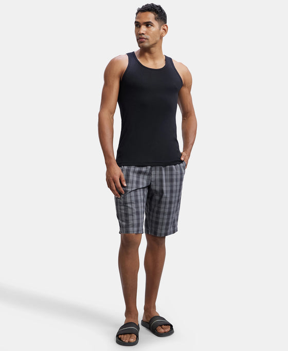 Super Combed Mercerized Cotton Woven Fabric Regular Fit Printed Bermuda with Side Pockets - Quiet Shade