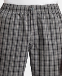 Super Combed Mercerized Cotton Woven Fabric Regular Fit Checkered Bermuda with Side Pockets - Quiet Shade & Black