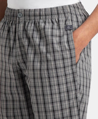 Super Combed Mercerized Cotton Woven Fabric Regular Fit Checkered Bermuda with Side Pockets - Quiet Shade & Black