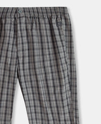 Super Combed Mercerized Cotton Woven Fabric Regular Fit Checkered Bermuda with Side Pockets - Quiet Shade & Black