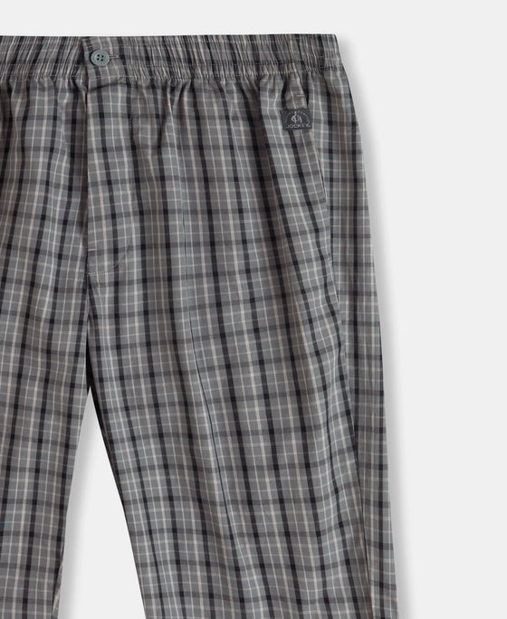 Super Combed Mercerized Cotton Woven Fabric Regular Fit Checkered Bermuda with Side Pockets - Quiet Shade & Black