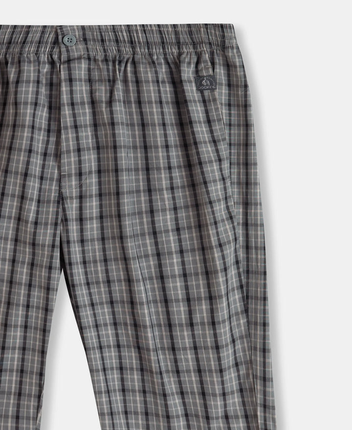 Super Combed Mercerized Cotton Woven Fabric Regular Fit Checkered Bermuda with Side Pockets - Quiet Shade & Black