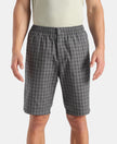 Super Combed Mercerized Cotton Woven Fabric Regular Fit Checkered Bermuda with Side Pockets - New Quiet Shade