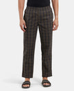 Super Combed Cotton Woven Fabric Regular Fit Checkered Pyjama with Side Pockets - Black Olive