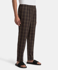 Super Combed Cotton Woven Fabric Regular Fit Checkered Pyjama with Side Pockets - Olive Black