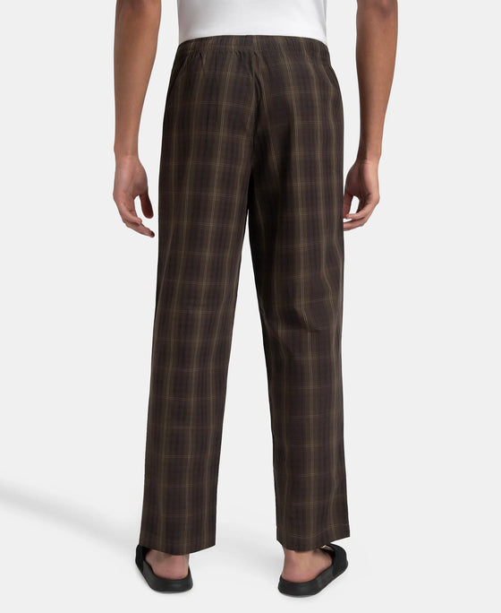 Super Combed Cotton Woven Fabric Regular Fit Checkered Pyjama with Side Pockets - Olive Black