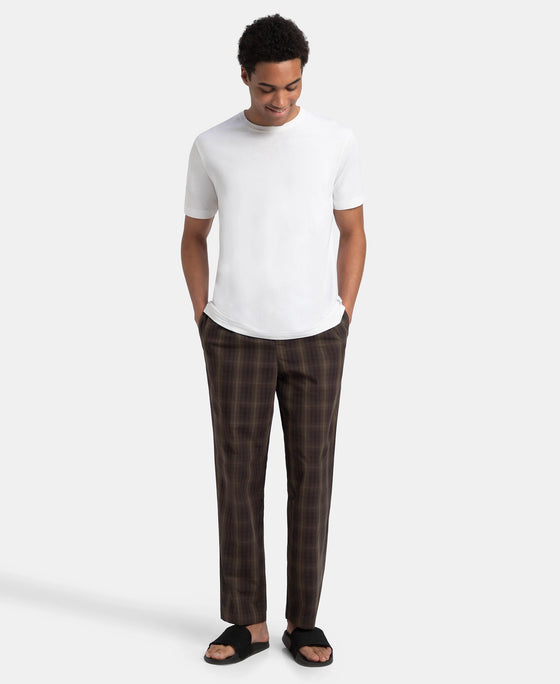 Super Combed Cotton Woven Fabric Regular Fit Checkered Pyjama with Side Pockets - Olive Black