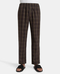 Super Combed Cotton Woven Fabric Regular Fit Checkered Pyjama with Side Pockets - Olive Black