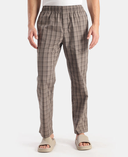 Super Combed Cotton Woven Fabric Regular Fit Checkered Pyjama with Side Pockets - New Black Olive