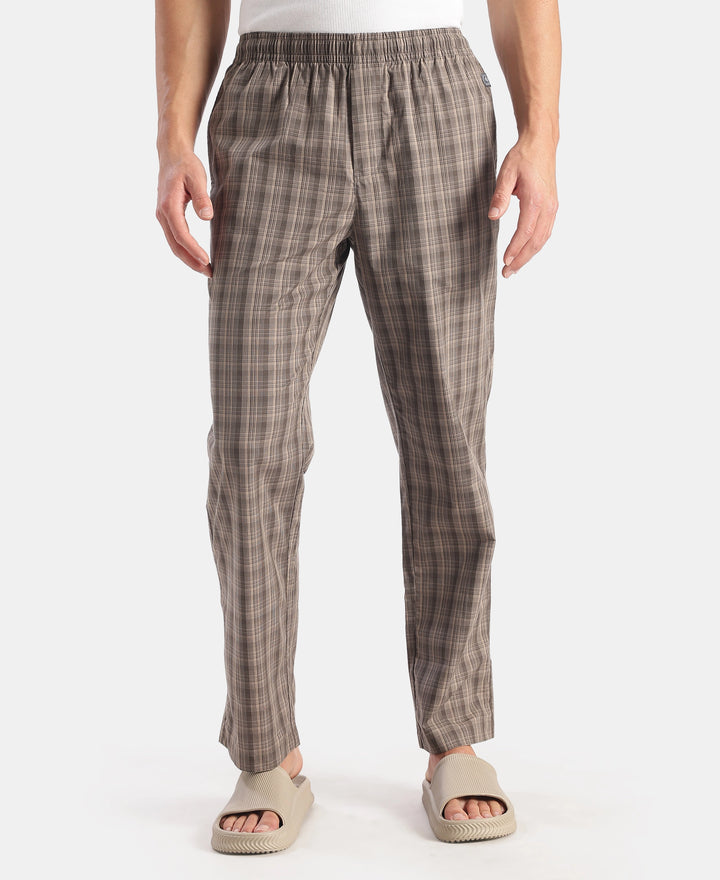 Super Combed Cotton Woven Fabric Regular Fit Checkered Pyjama with Side Pockets - New Black Olive