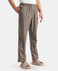 Super Combed Cotton Woven Fabric Regular Fit Checkered Pyjama with Side Pockets - New Black Olive