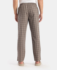 Super Combed Cotton Woven Fabric Regular Fit Checkered Pyjama with Side Pockets - New Black Olive