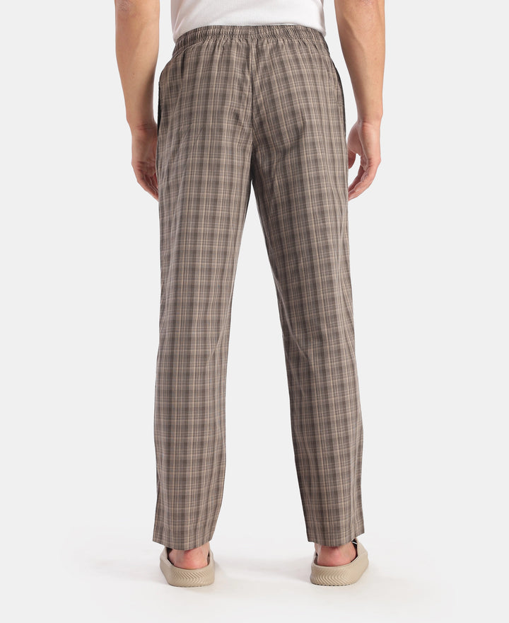 Super Combed Cotton Woven Fabric Regular Fit Checkered Pyjama with Side Pockets - New Black Olive
