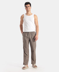 Super Combed Cotton Woven Fabric Regular Fit Checkered Pyjama with Side Pockets - New Black Olive
