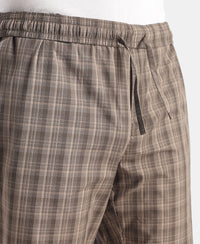 Super Combed Cotton Woven Fabric Regular Fit Checkered Pyjama with Side Pockets - New Black Olive