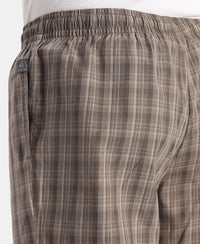 Super Combed Cotton Woven Fabric Regular Fit Checkered Pyjama with Side Pockets - New Black Olive