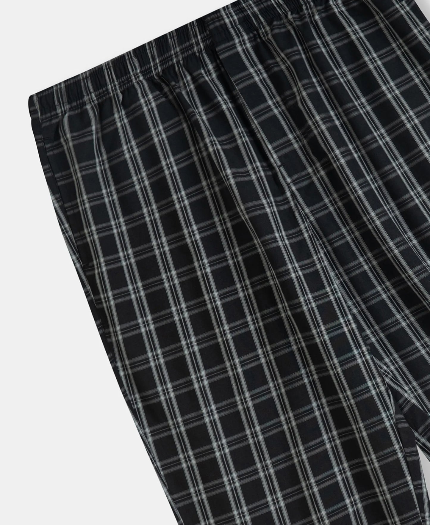 Super Combed Cotton Woven Fabric Regular Fit Checkered Pyjama with Side Pockets - Black & White
