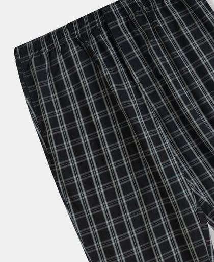 Super Combed Cotton Woven Fabric Regular Fit Checkered Pyjama with Side Pockets - Black & White