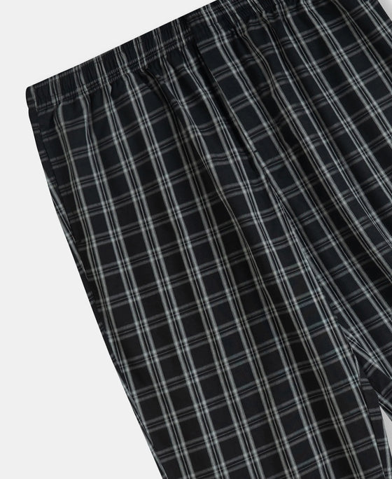 Super Combed Cotton Woven Fabric Regular Fit Checkered Pyjama with Side Pockets - Black & White