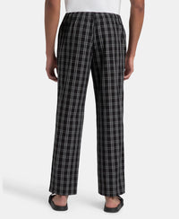 Super Combed Cotton Woven Fabric Regular Fit Checkered Pyjama with Side Pockets - Black & White