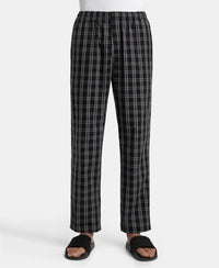 Super Combed Cotton Woven Fabric Regular Fit Checkered Pyjama with Side Pockets - Black & White