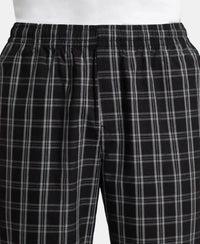 Super Combed Cotton Woven Fabric Regular Fit Checkered Pyjama with Side Pockets - Black & White
