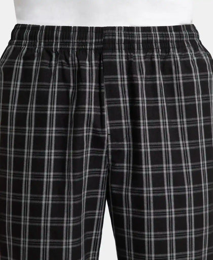 Super Combed Cotton Woven Fabric Regular Fit Checkered Pyjama with Side Pockets - Black & White