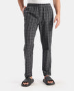 Super Combed Cotton Woven Fabric Regular Fit Checkered Pyjama with Side Pockets - New Black