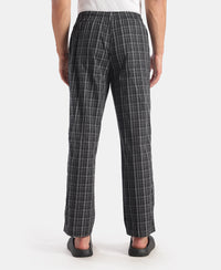 Super Combed Cotton Woven Fabric Regular Fit Checkered Pyjama with Side Pockets - New Black