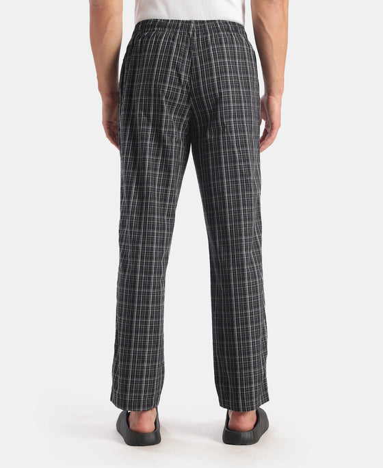 Super Combed Cotton Woven Fabric Regular Fit Checkered Pyjama with Side Pockets - New Black