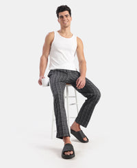 Super Combed Cotton Woven Fabric Regular Fit Checkered Pyjama with Side Pockets - New Black