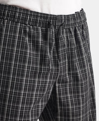 Super Combed Cotton Woven Fabric Regular Fit Checkered Pyjama with Side Pockets - New Black