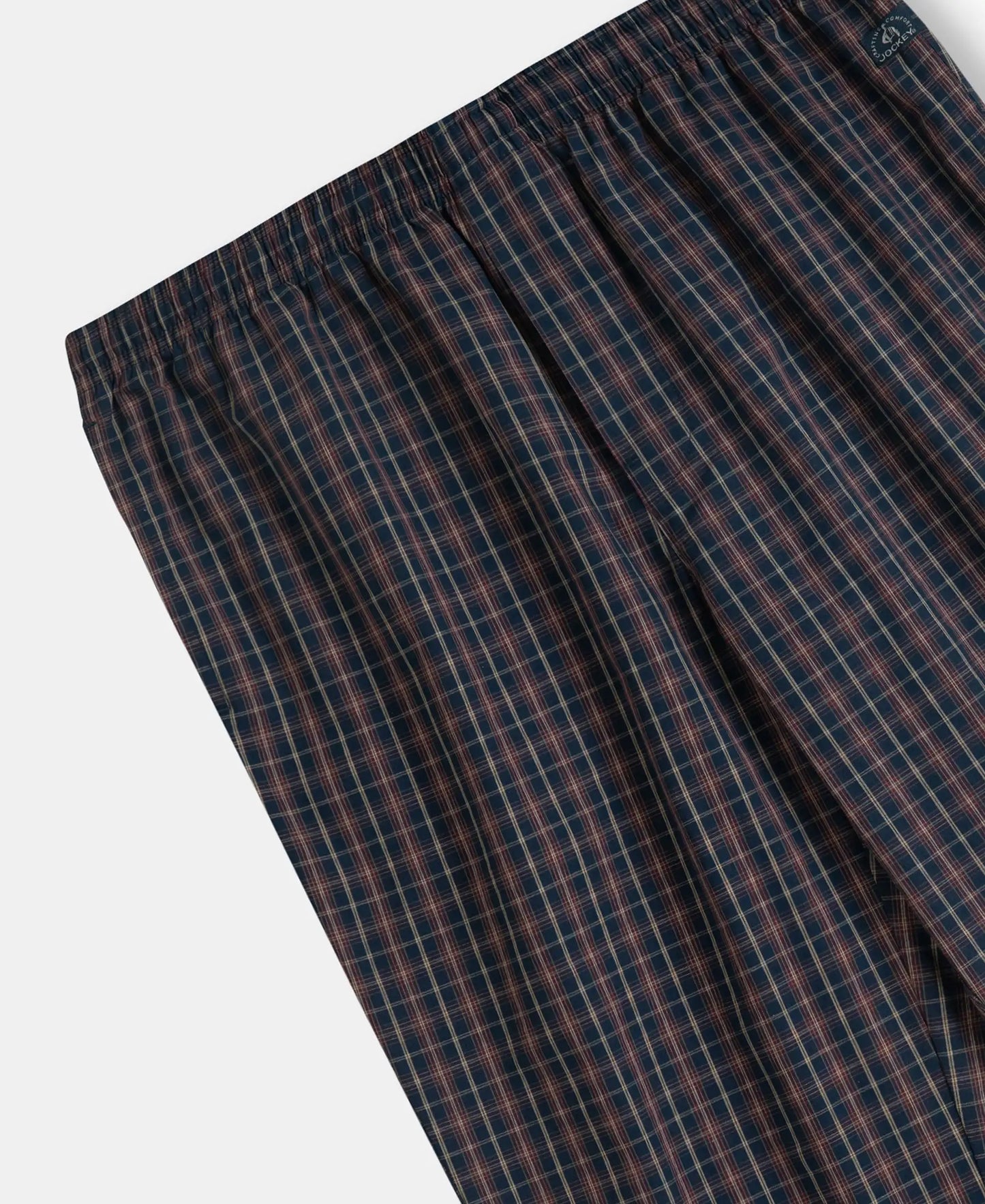 Super Combed Cotton Woven Fabric Regular Fit Checkered Pyjama with Side Pockets - Navy & Maroon